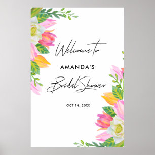 Roze Tulip Vrijgezellenfeest Welkomstteken Poster