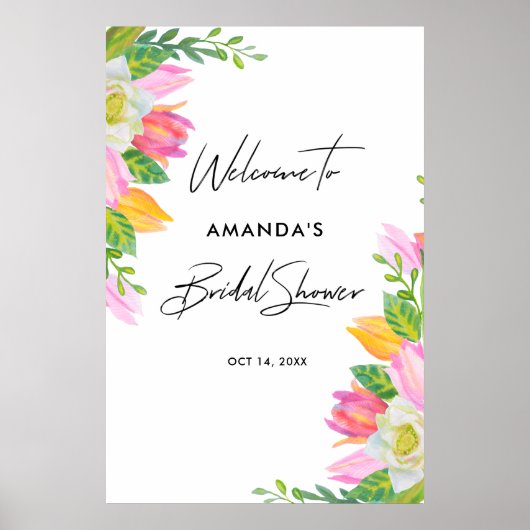 Roze Tulip Vrijgezellenfeest Welkomstteken Poster (Voorkant)