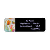Roze Tulip Waterverf Return Address Labels (Voorkant)
