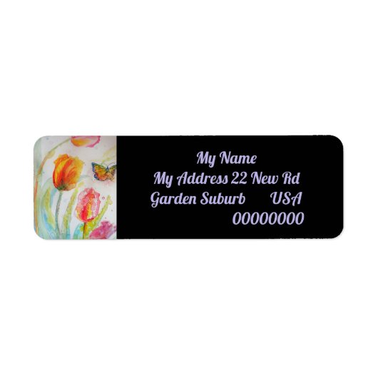 Roze Tulip Waterverf Return Address Labels (Voorkant)