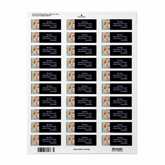 Roze Tulip Waterverf Return Address Labels (Full Sheet)