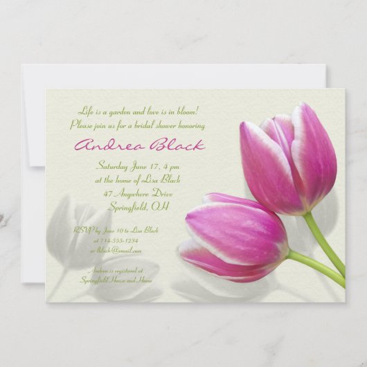 Roze Tulip Weddenschap Bridal Shower Kaart (Voorkant)