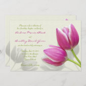 Roze Tulip Wedding Uitnodiging (Voorkant / Achterkant)