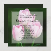 Roze Tulips 80th Birthday Party Kaart (Voorkant / Achterkant)