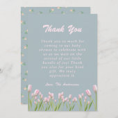 Roze Tulips Baby shower Hartelijk dank Bedankkaart (Voorkant / Achterkant)