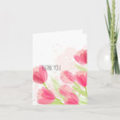 Roze Tulips Dank je Bedankkaart (Voorkant)