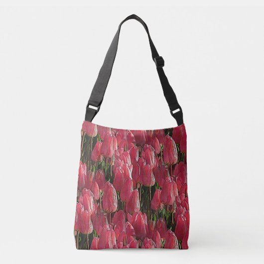 Roze Tulips Floral Crossbody Tas (Voorkant)