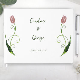 Roze Tulips Floral Gastenboek