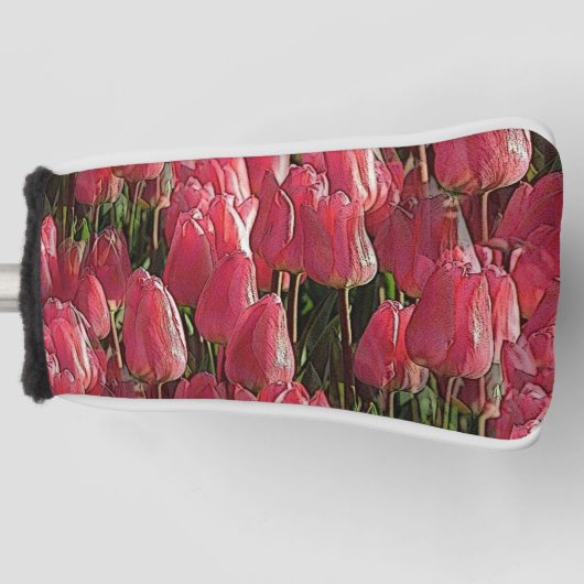 Roze Tulips Floral Golfheadcover (Voorkant)