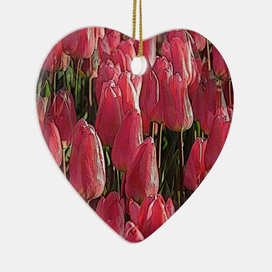 Roze Tulips Floral Keramisch Ornament (Rechts)