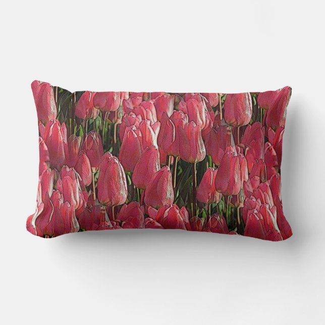 Roze Tulips Floral Kussen (Voorkant)
