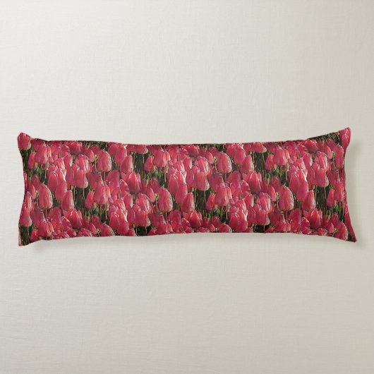 Roze Tulips Floral Lichaamskussen (Achterkant)