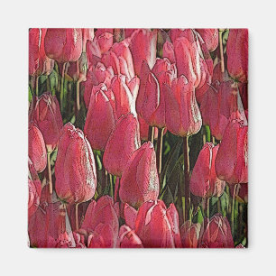 Roze Tulips Floral Magneet