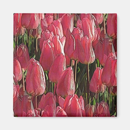 Roze Tulips Floral Magneet (Voorkant)