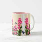 Roze Tulips Floral Mok (Voorkant rechts)