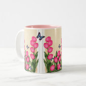 Roze Tulips Floral Mok (Voorkant links)