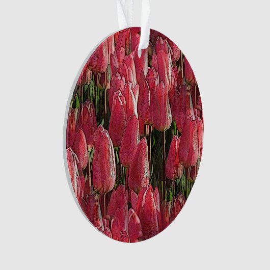 Roze Tulips Floral Ornament (voorkant)
