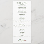 Roze Tulips Floral Programmakaart (Achterkant)