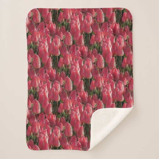 Roze Tulips Floral Sherpa Deken (Voorkant)