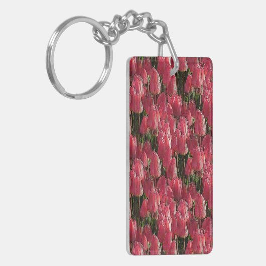 Roze Tulips Floral Sleutelhanger (Voorkant Links)