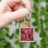 Roze Tulips Floral Sleutelhanger (Hand)