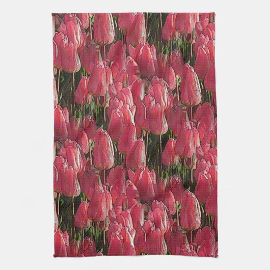 Roze Tulips Floral Theedoek (Verticaal)
