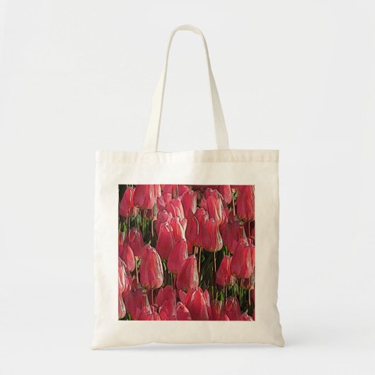 Roze Tulips Floral Tote Bag (Voorkant)