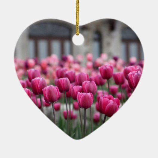 Roze Tulips Heart Ornament (Achterkant)