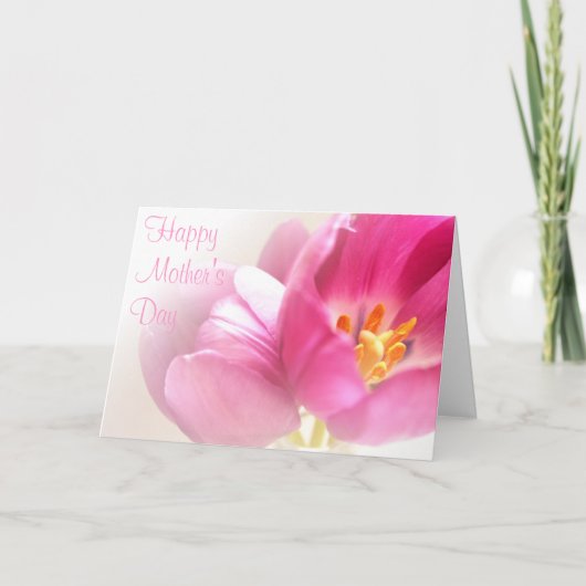 Roze Tulips-Moederdag Kaart (Voorkant)