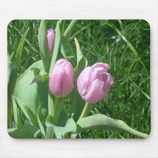 Roze Tulips Mousepad Muismat (Voorkant)