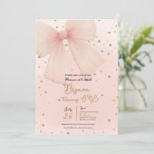 Roze Tulle Bow & Gouden Confetti 1e Verjaardag Kaart (Staand voorkant)