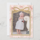 Roze Tulle Bow & Gouden Confetti 1e Verjaardag Kaart (Achterkant)