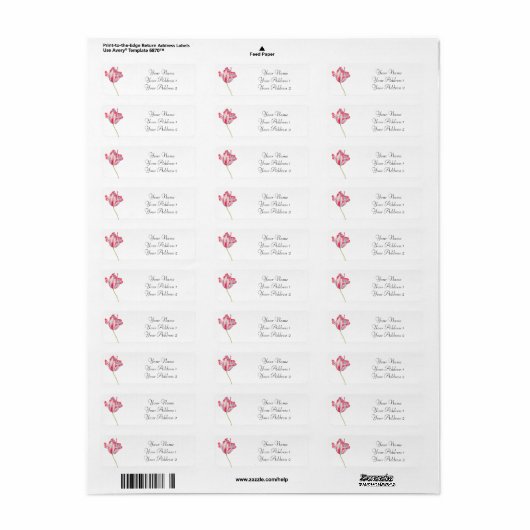 Roze Tulp aangepaste Adresetiketten Etiket (Full Sheet)