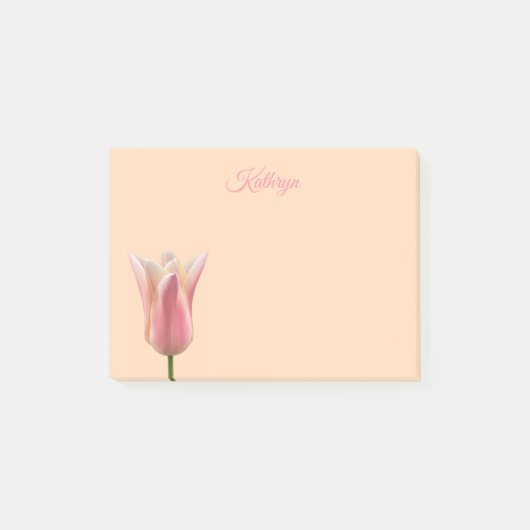 Roze Tulp Aangepaste Naam Post It Notities Post-it® Notes (Voorkant)