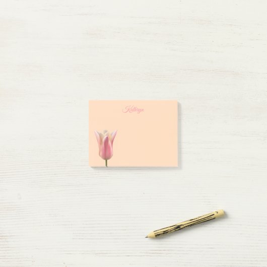 Roze Tulp Aangepaste Naam Post It Notities Post-it® Notes (Op bureau)