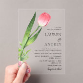 Roze Tulp Acryl Trouw Uitnodiging (Insitu (Draagbaar))