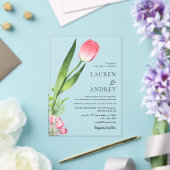 Roze Tulp Acryl Trouw Uitnodiging (Insitu (Huwelijk))