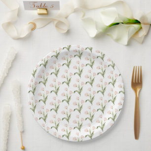 Roze Tulp Aquarel Bloem Baby Shower Papieren Bordje