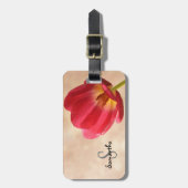 Roze tulp Bagagelabel (Voorkant verticaal)
