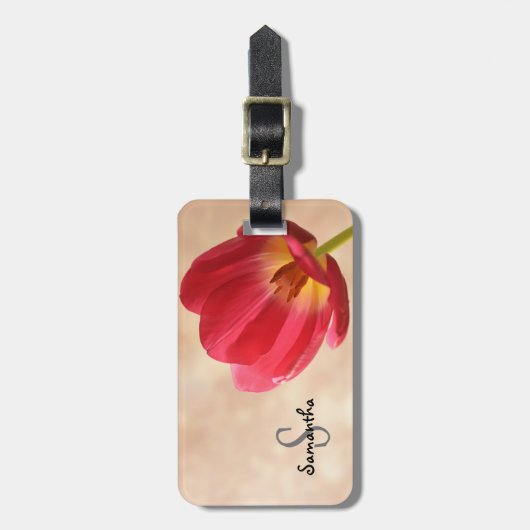 Roze tulp Bagagelabel (Voorkant verticaal)