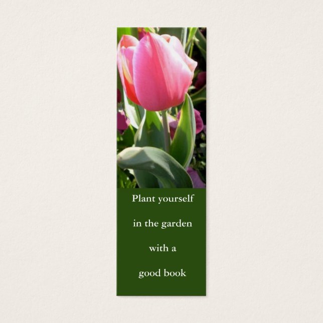 Roze tulp bladwijzer mini visitekaartjes (Voorkant)