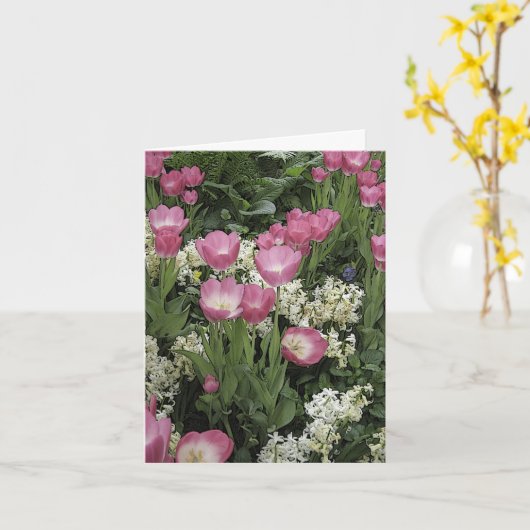 Roze Tulp Blank Note Kaart (Gele Bloem)
