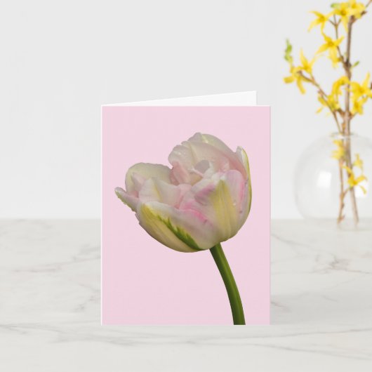 Roze Tulp Blank of aangepaste begroeting Dank u Op Kaart (Gele Bloem)