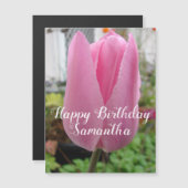 Roze Tulp Bloem Bloemen Verjaardag Tulpen Magnetis (Voorkant / Achterkant)