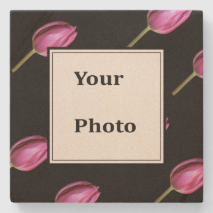 Roze Tulp Bloem Foto Bloem Aangepaste Gift Favor Stenen Onderzetter
