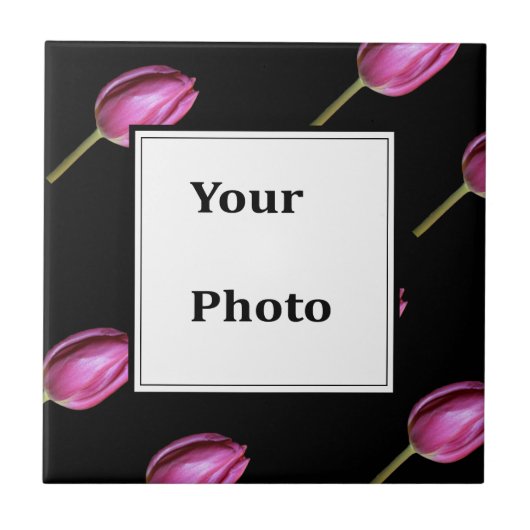 Roze Tulp Bloem Foto Bloem Aangepaste Gift Favor Tegeltje (Voorkant)
