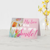 Roze Tulp Bloem Jij Maakt Me Lachen Verjaardagskaa Kaart (Gele Bloem)