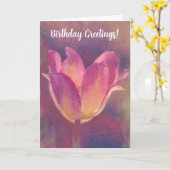 Roze Tulp Bloem Kunst Verjaardag Kaart (Gele Bloem)