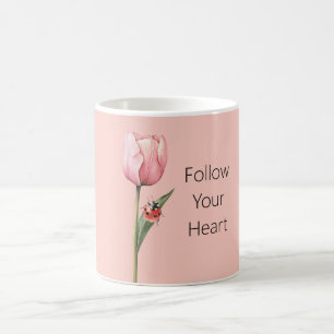 Roze Tulp Bloem Lieveheersbeestje Koffiemok