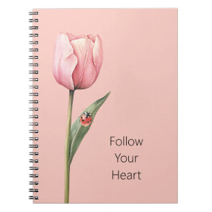 Roze Tulp Bloem Lieveheersbeestje Notitieboek